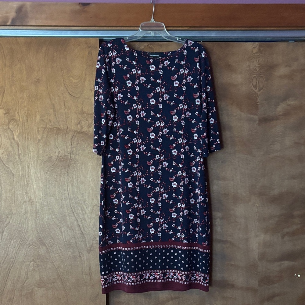 Liz Claiborne Floral Print Navy Dress